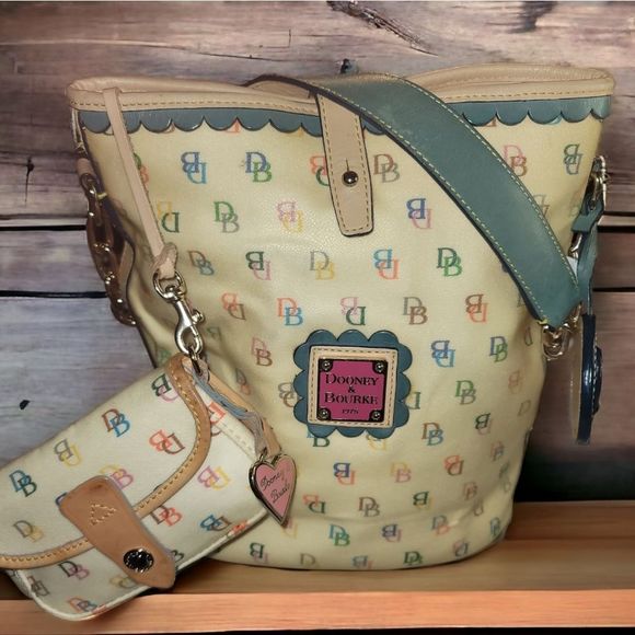 Dooney & Bourke Handbags - 2-PIECE DOONEY & BOURKE VINTAGE Y2K RAINBOW BUCKET BAG & MATCHING WRISTLET